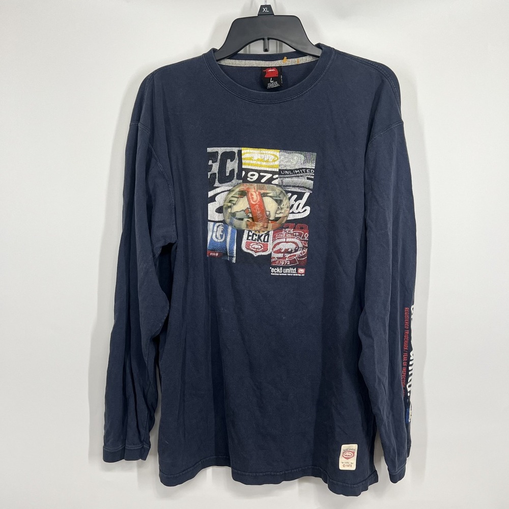 Vintage Ecko Unltd. Shirt Mens L Holographic Skater Grunge Wide Hip Hop Graffiti